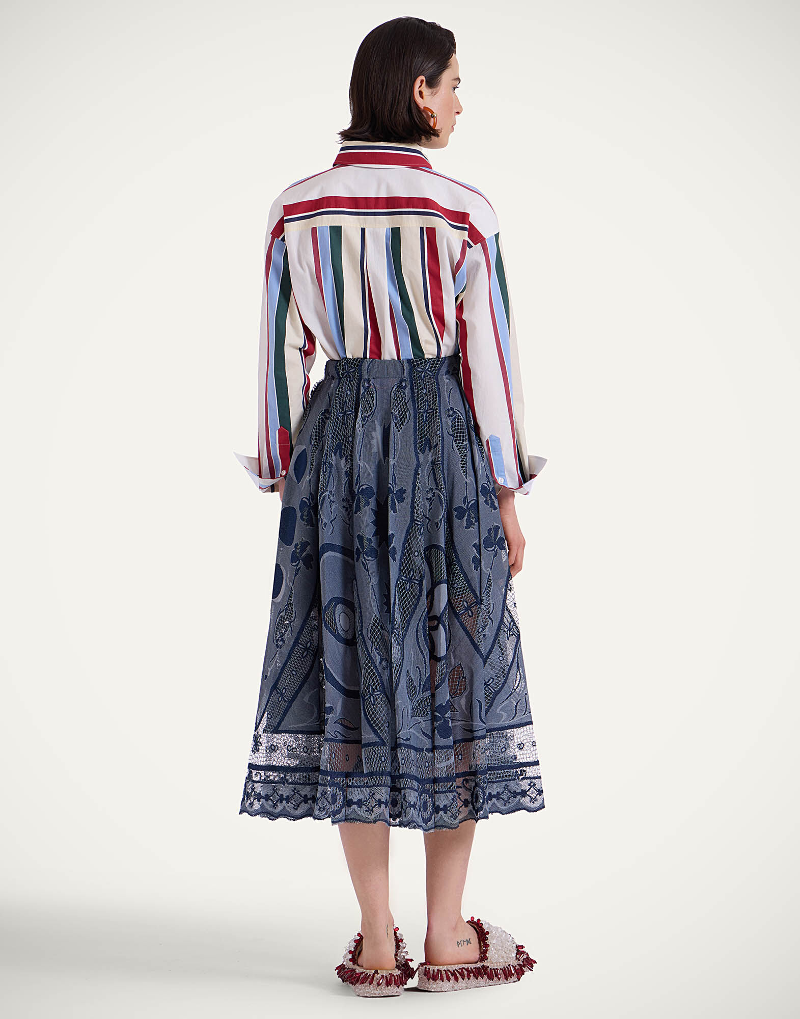 La DoubleJ Dutchess Skirt Starlight Navy SKI0146EMB082STL02BU06