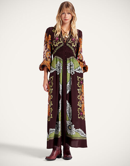 La DoubleJ Long Camerino Dress Bounty Placée Burgundy DRE0720CRE002BOU01RE07