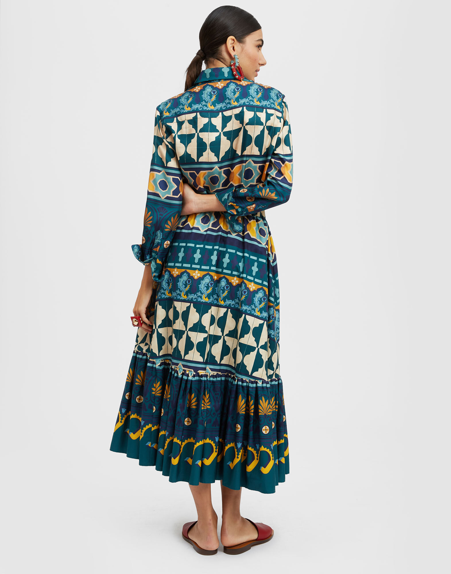 La DoubleJ Sunset Skirt Casareale Plac&egrave;e Emerald SKI0068COT039REA01GR04