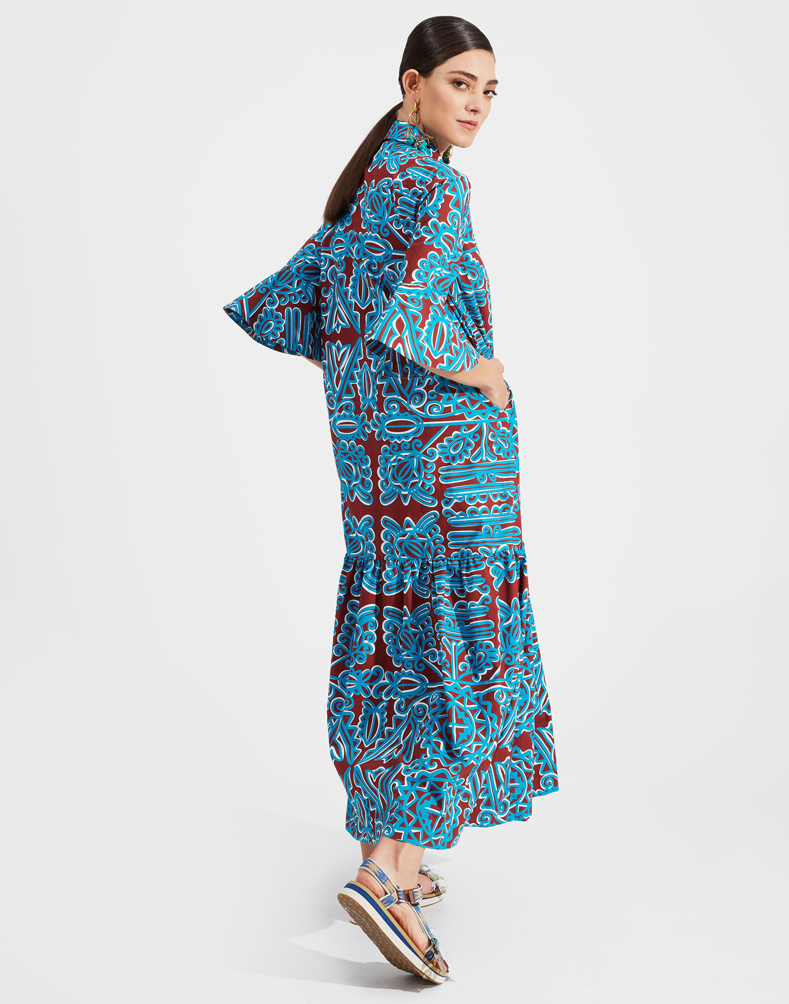 LaDoubleJ Artemis Dress Parnaveg Turchese DRE0176COT001PRN0003