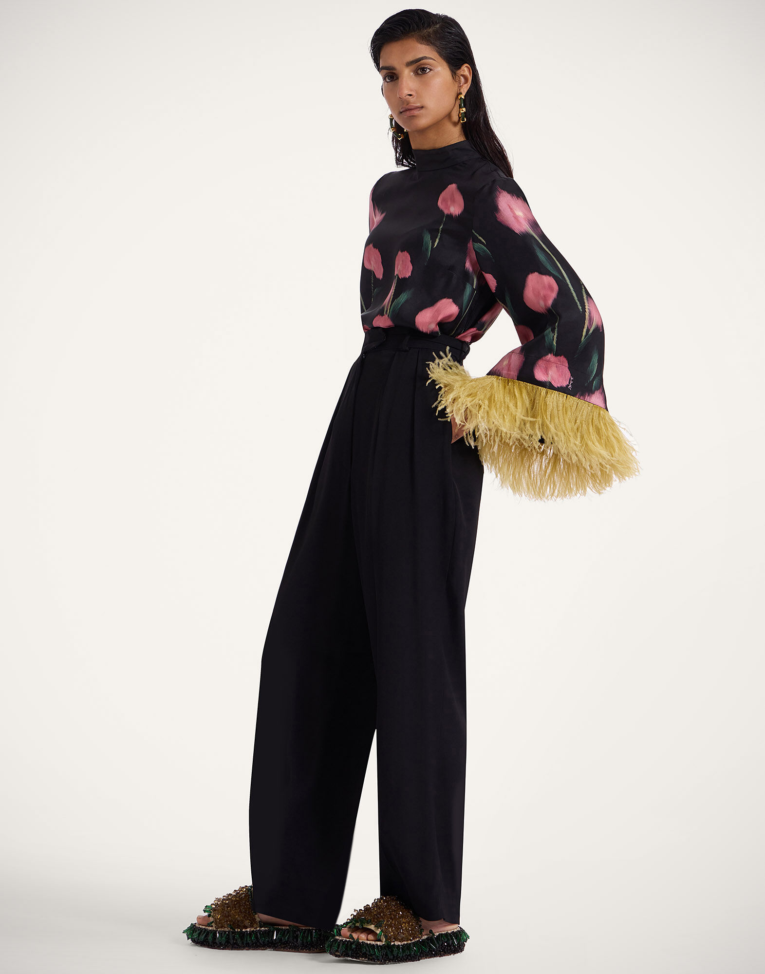 La DoubleJ Make An Exit Top Anthurium Black TOP0104SIL001ANT02BL01