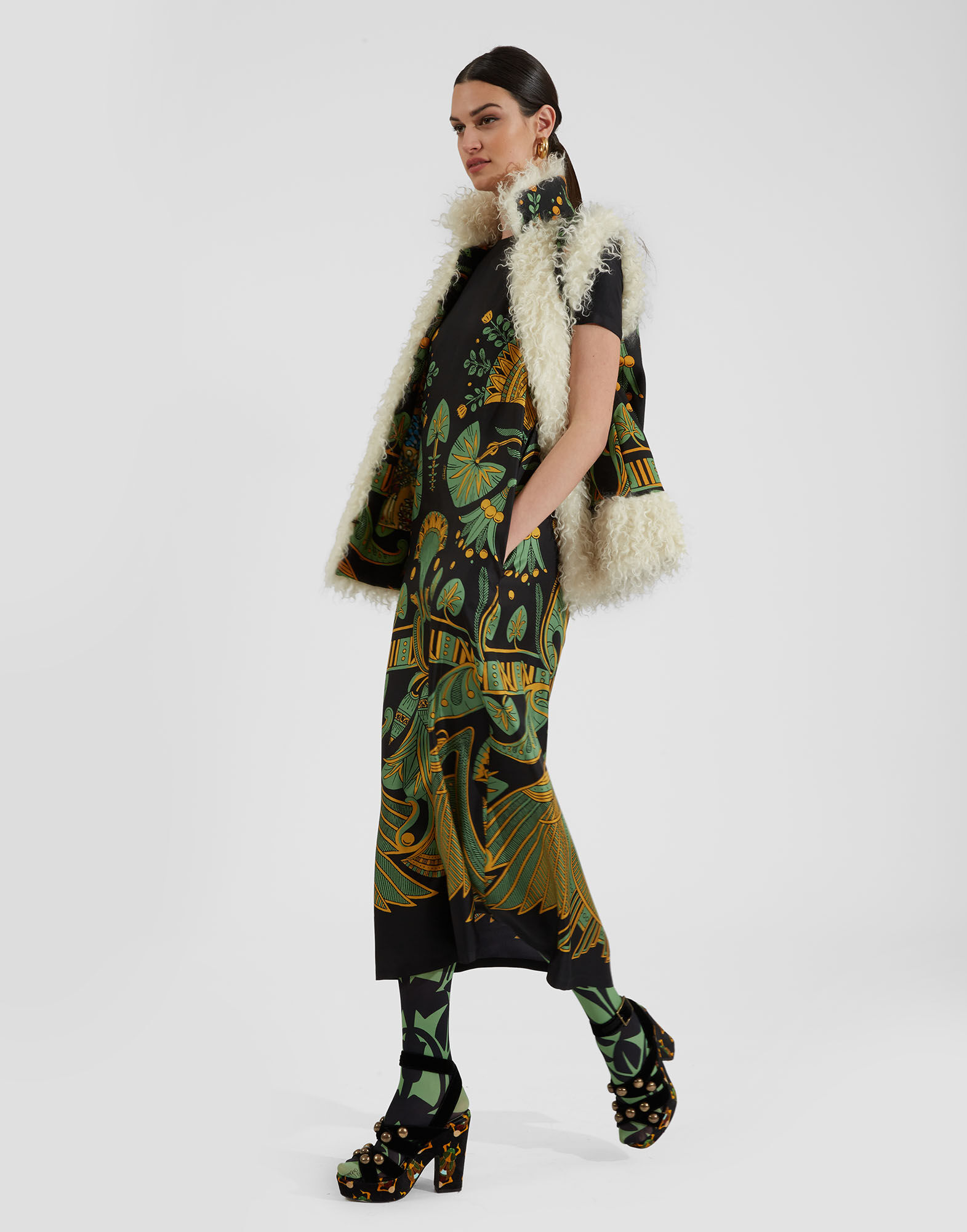 La DoubleJ Swing Dress The Nile Plac&eacute;e Black DRE0001SIL001NIL01BL01