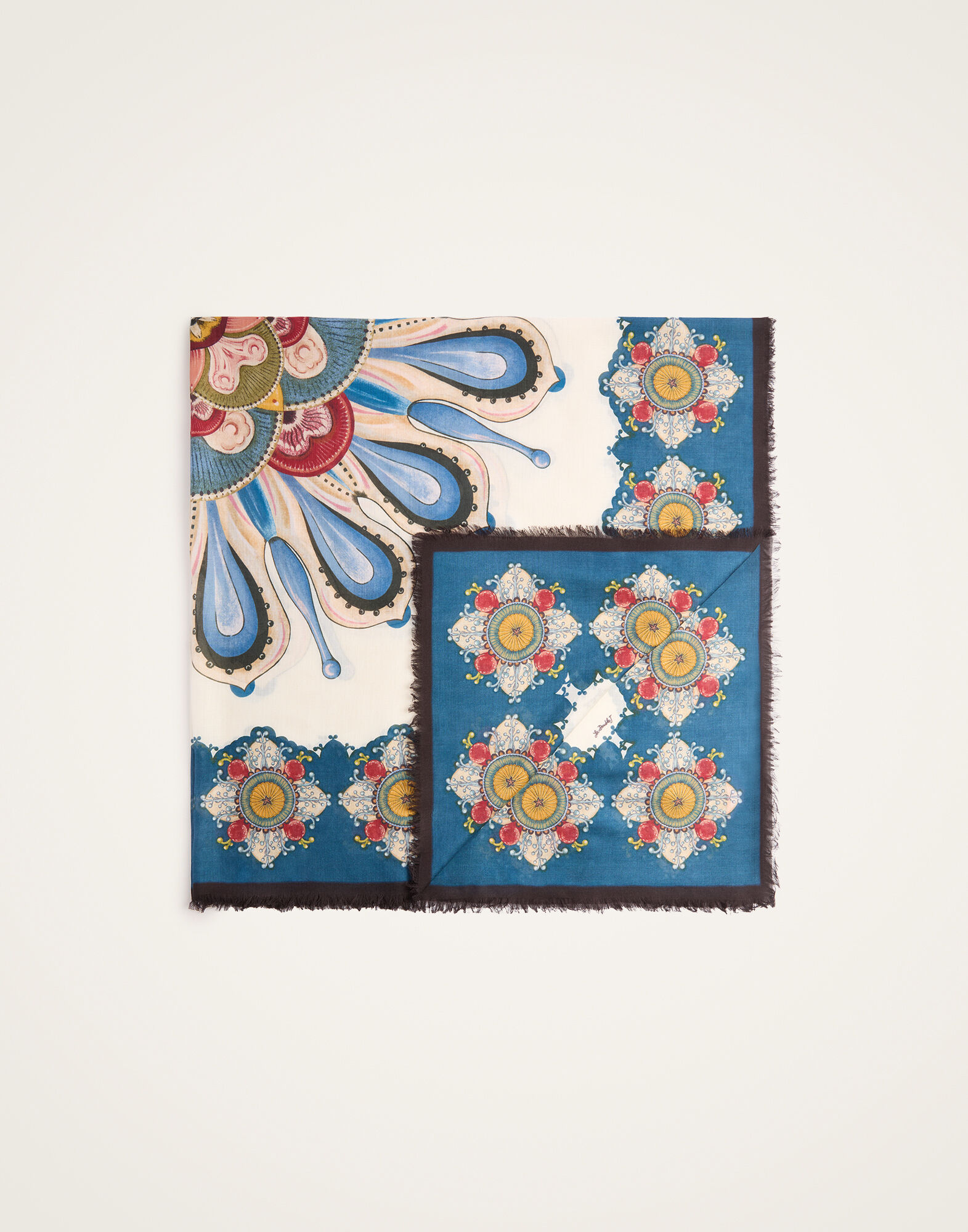 La DoubleJ Foulard 140 Nucleus Plac&eacute;e Blue SCA0060MOS001NUC10BU03