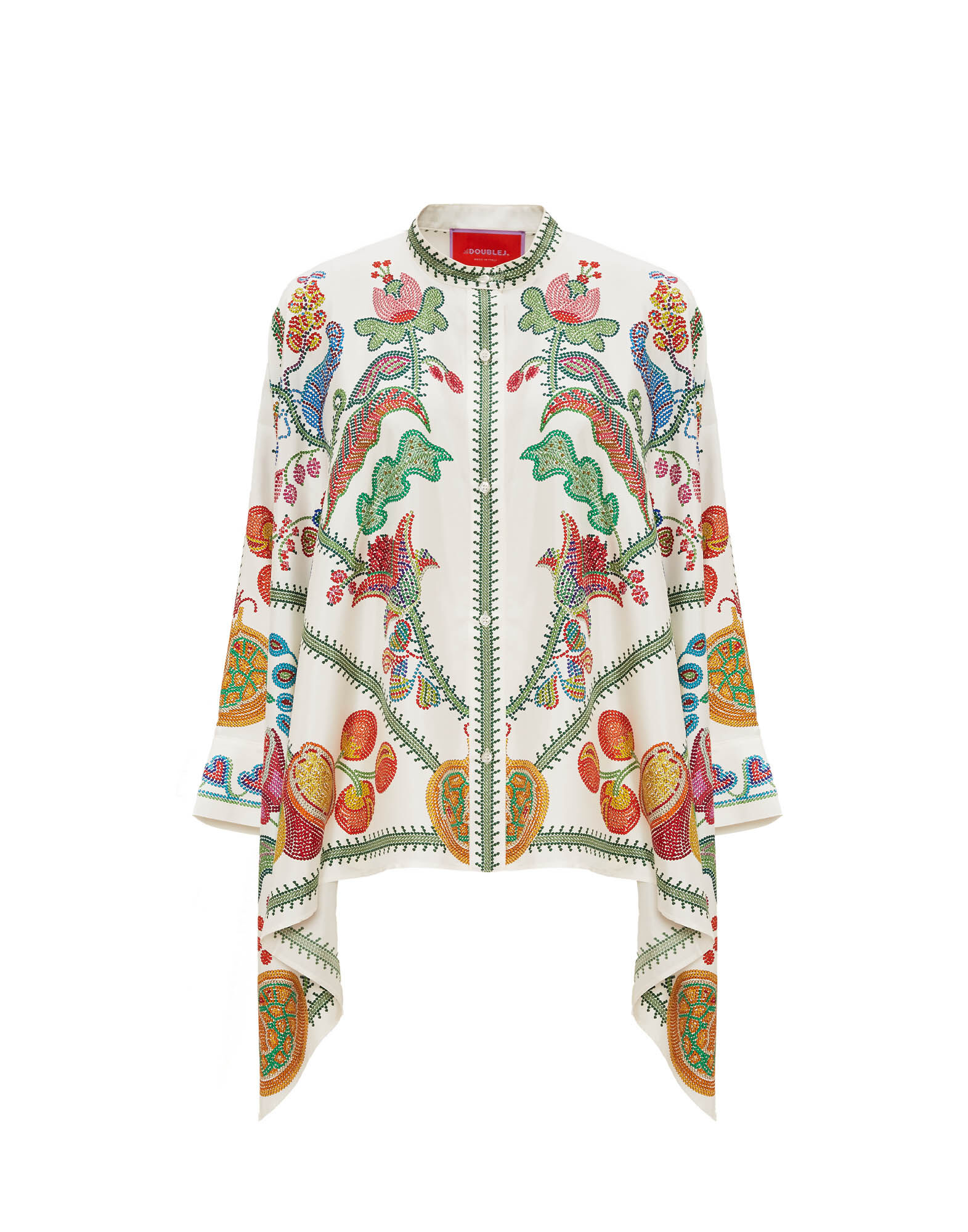 La DoubleJ Foulard Shirt Grenadilla Plac&eacute;e Off White SHI0059SIL006GRN01WH05