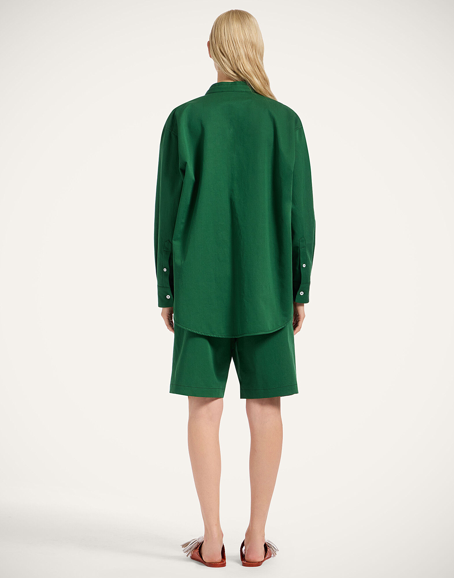 La DoubleJ Boyfriend Shorts Solid Dark Green TRO0052COT075SOLIDGR03