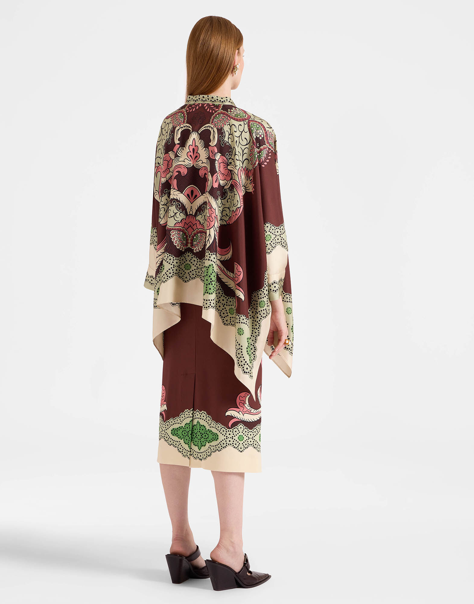 La DoubleJ Pencil Skirt Portal Plac&eacute;e Brown SKI0022VIS011POR02BR11