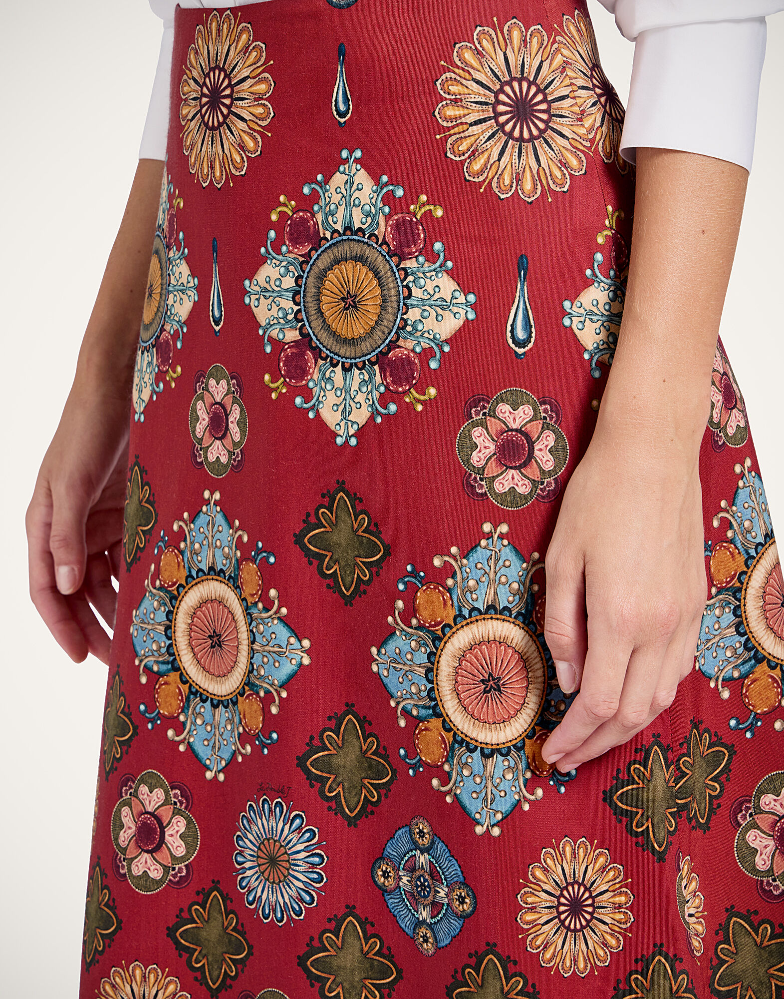 La DoubleJ A-Long Skirt Nucleus Plac&eacute;e Rust SKI0018CAD001NUC02OR04