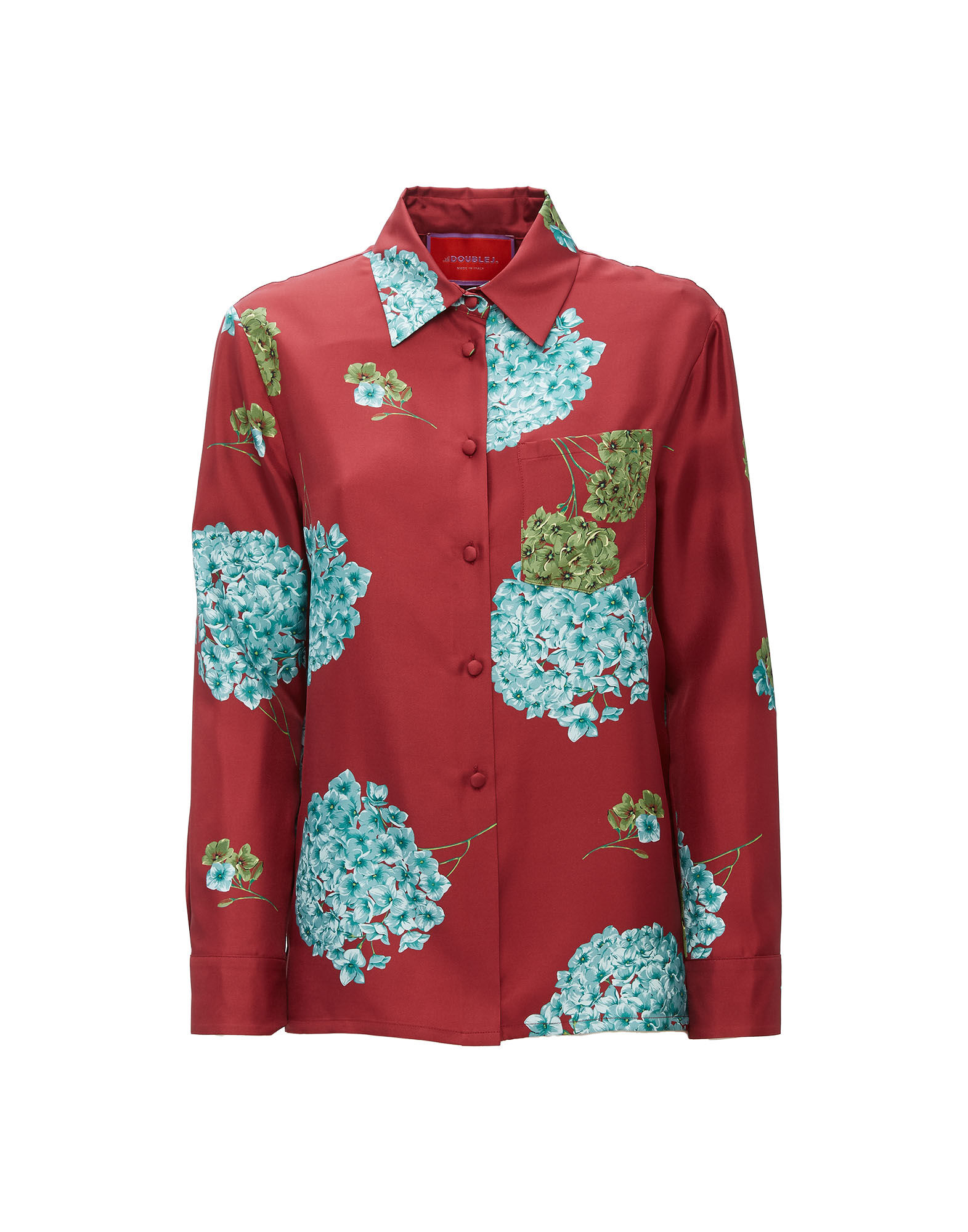 La DoubleJ Boy Shirt Ortensia Bordeaux SHI0001SIL001ORT0004