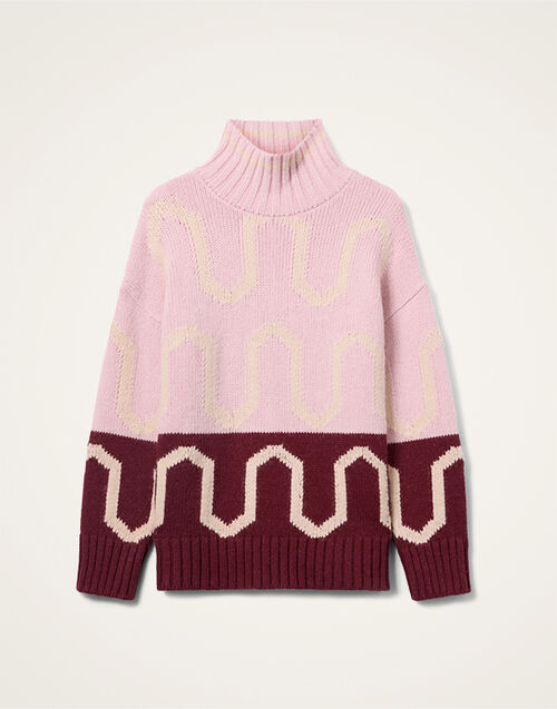 La DoubleJ Comber Turtleneck Multicolor Pink & Burgundy PUL0225KNI134VA450PI07