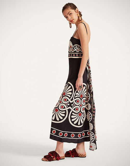 La DoubleJ Slip-Around Dress Medallion Plac&eacute;e Black DRE0562CRE002MED01BL01