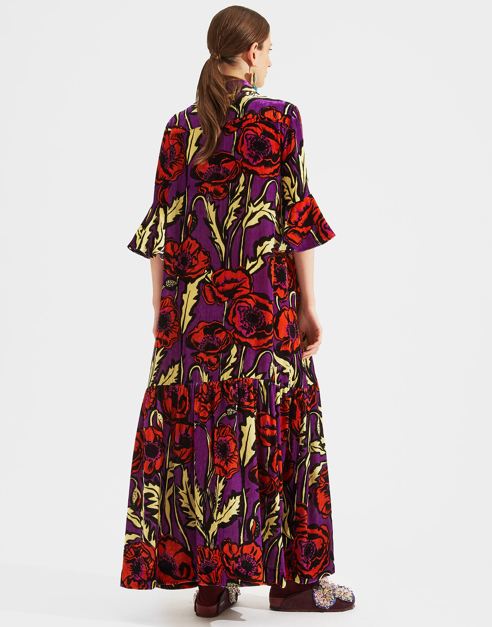 LaDoubleJ Artemis Dress Big Blooms Viola DRE0176VEL004PFI0004