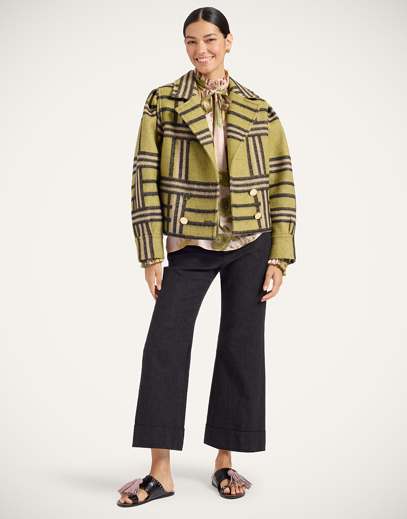 La DoubleJ Victoria Jacket Kells Check Green JAC0201WOL038KEL02GR02