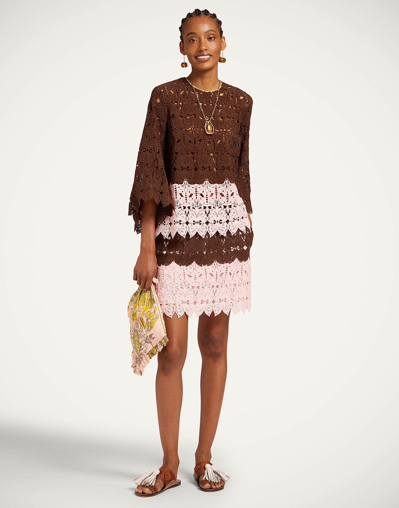 La DoubleJ Lacey Make An Exit Top Color Block Chocolate & Pink TOP0216LAC014BIC01BR07