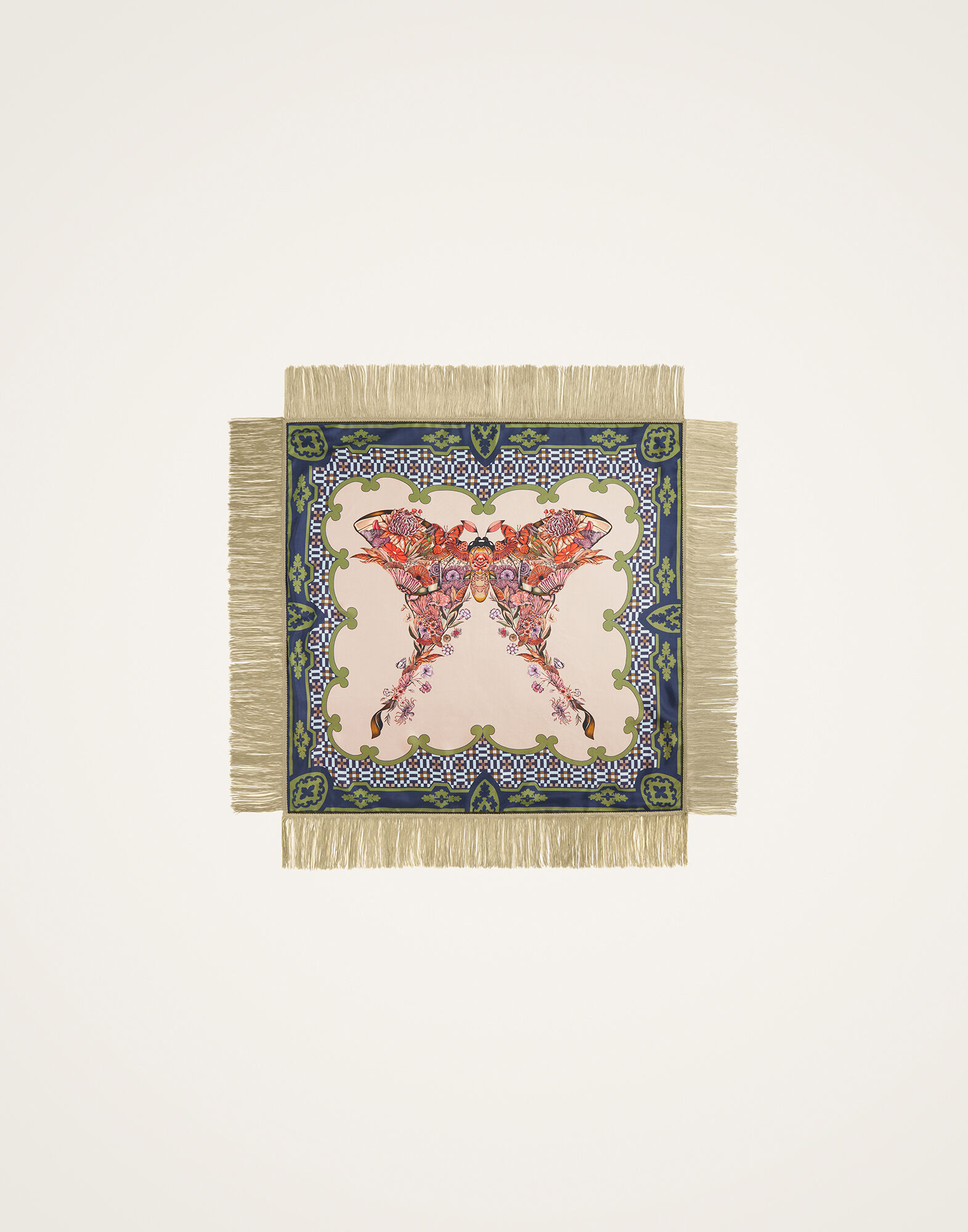 La DoubleJ Reversible Fringe Foulard 90 Mariposa Plac&eacute;e Celeste SCA0073SIL006MAR07BU12