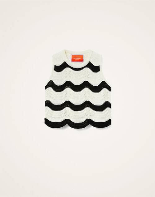 La DoubleJ Chevron Top Bicolor Black & Ivory PUL0266KNI158VA369BR05