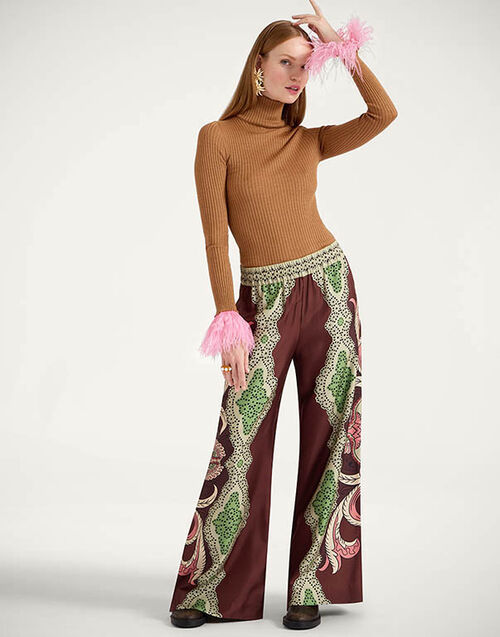 La DoubleJ Palazzo Pants Portal Placée Brown TRO0026SIL006POR02BR11