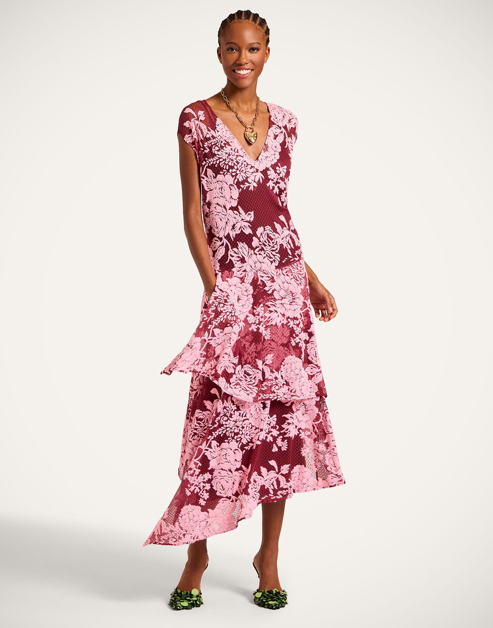 La DoubleJ Do It All Lacey Dress Solid Pink DRE1003LAC005BIC01PI01