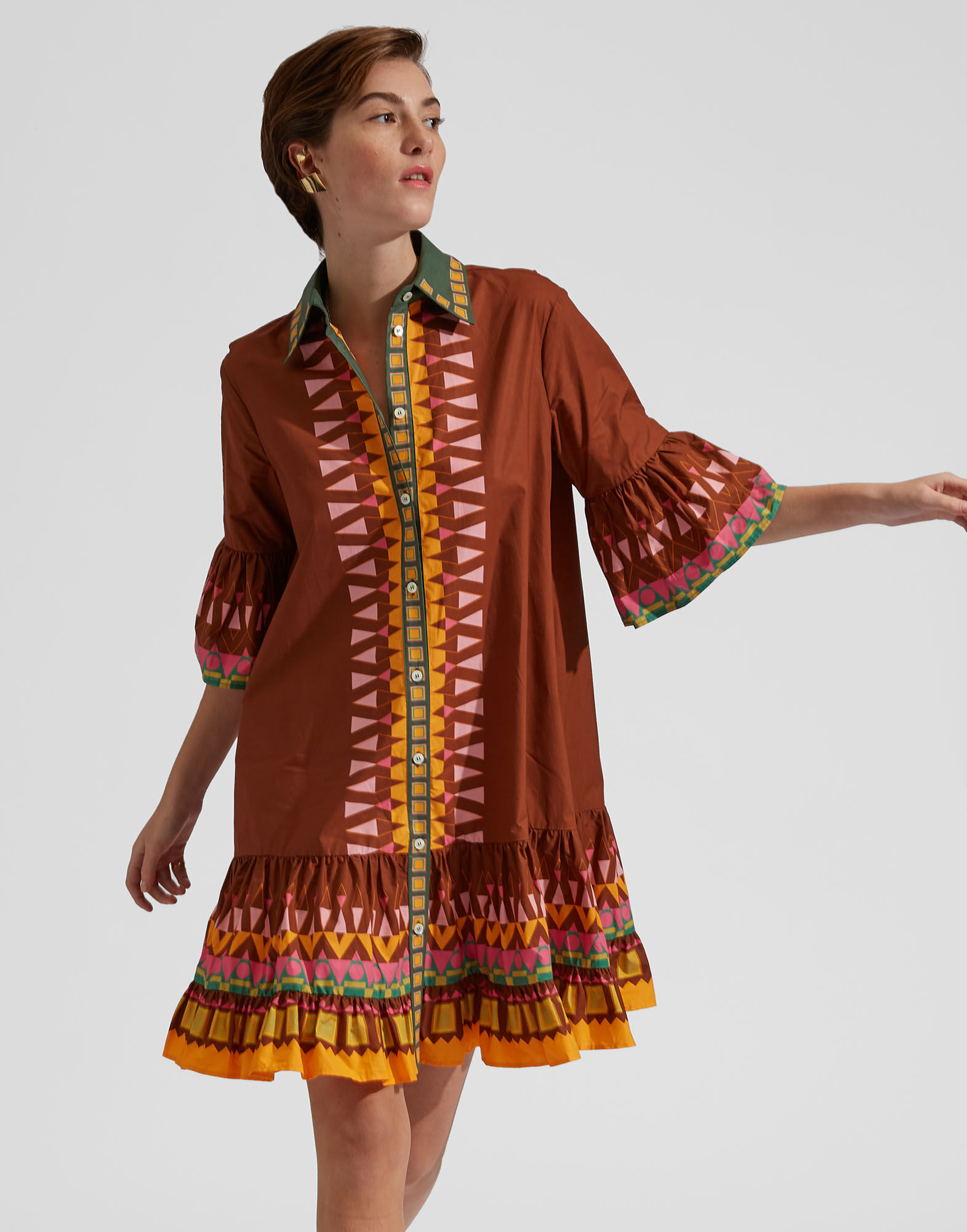 La DoubleJ Choux Dress Sunset Verde Plac&eacute;e DRE0205COT015SUS0004