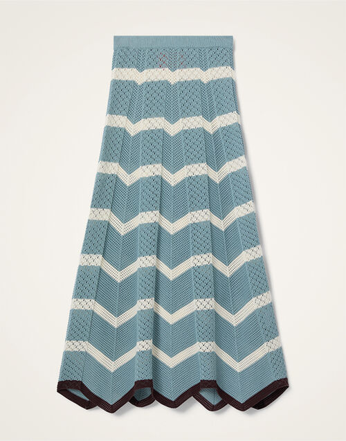 La DoubleJ Chevron Skirt Color Block Blue & Ivory SKI0155KNI084VA506BU03
