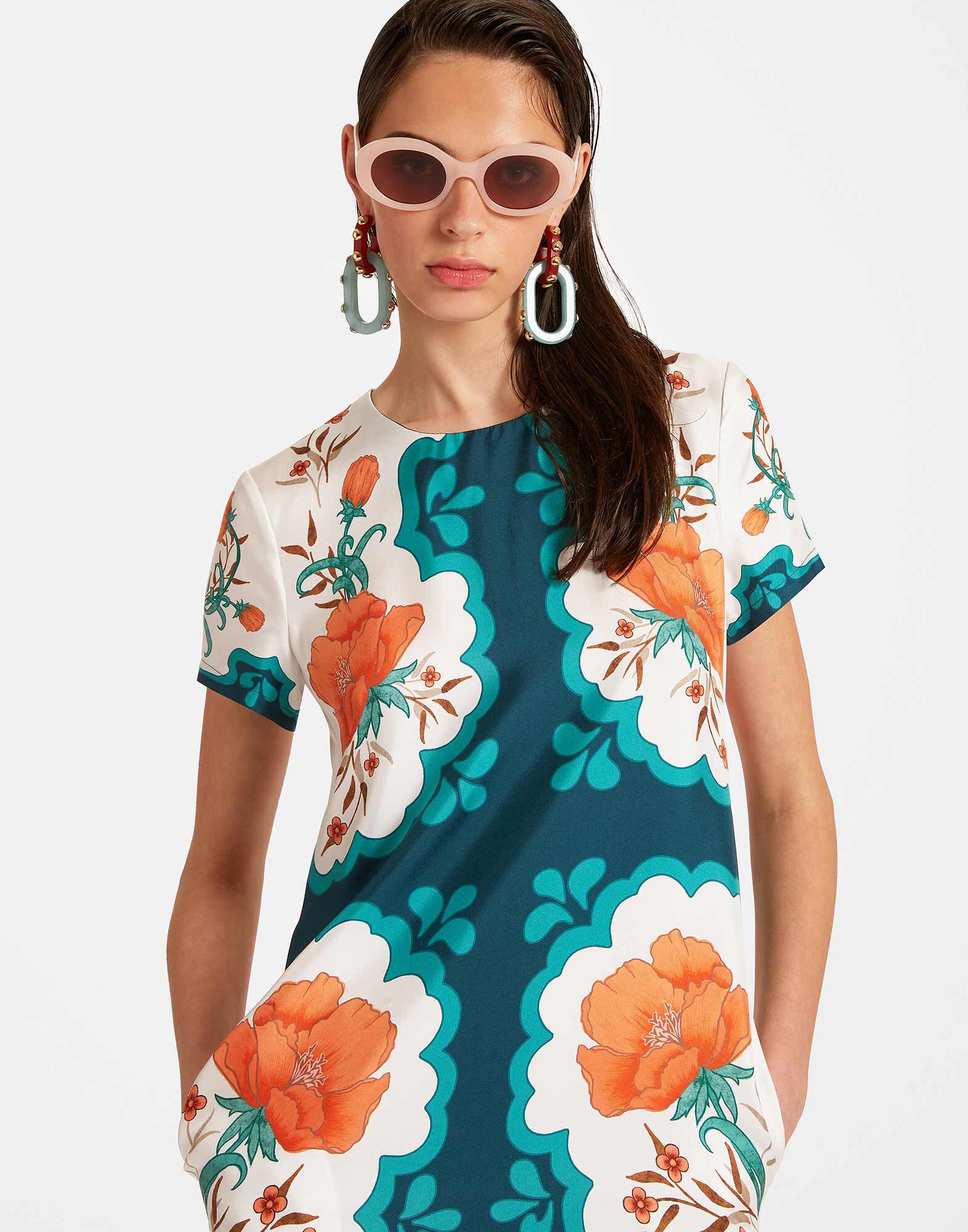 La DoubleJ Swing Dress Morpheus Plac&eacute;e Orange DRE0128SIL001MOR01OR02