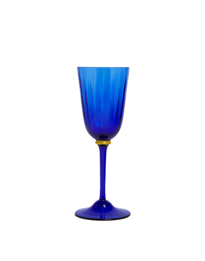 Mexican Beer Glasses with Cobalt Handle and Rim (Set of 6