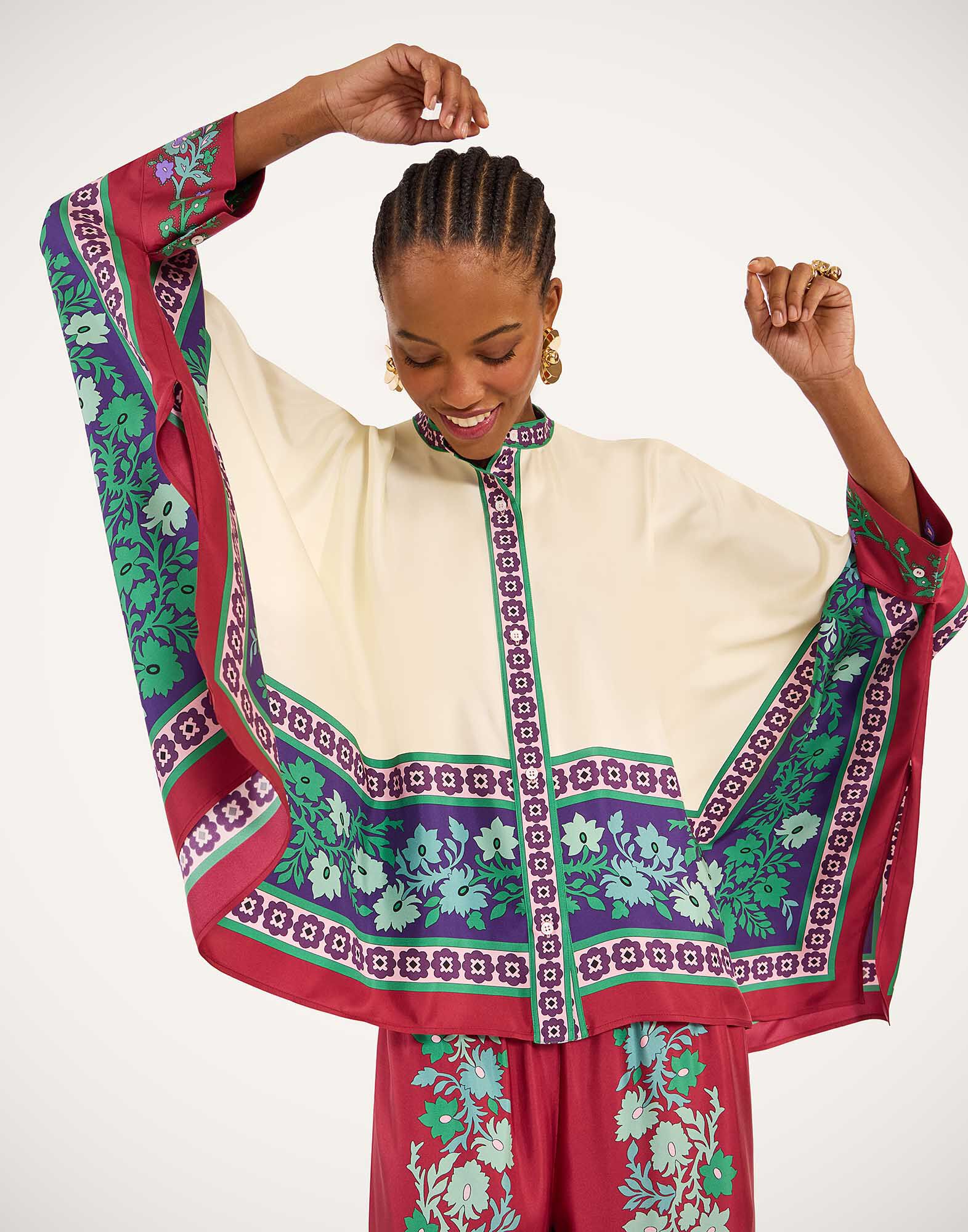 La DoubleJ Foulard Shirt Regalia Plac&eacute;e Red SHI0059SIL006REG02RE01