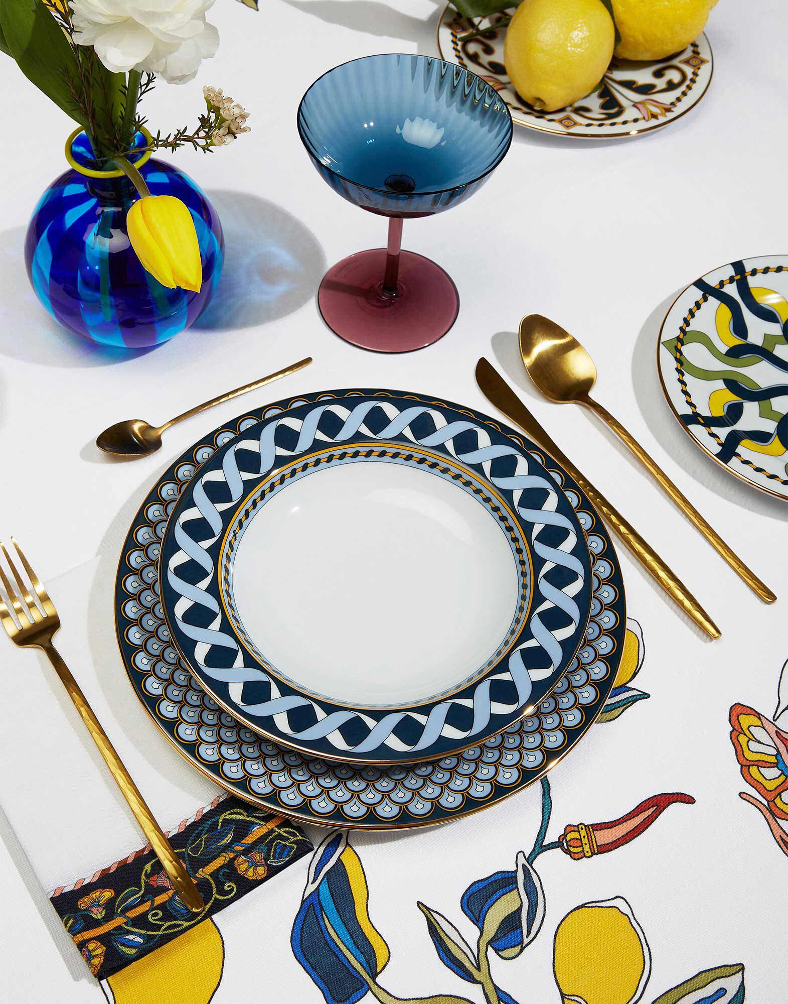 La DoubleJ Large Napkins Set Of 2 Borboni Blue NAP0006LIN001BRN0004