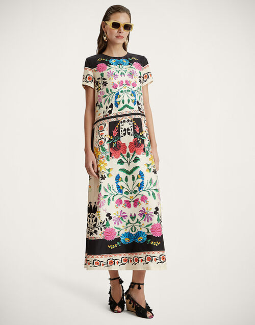 La DoubleJ Swing Dress Plaza Placée Ivory DRE0128SIL006PLA04WH04