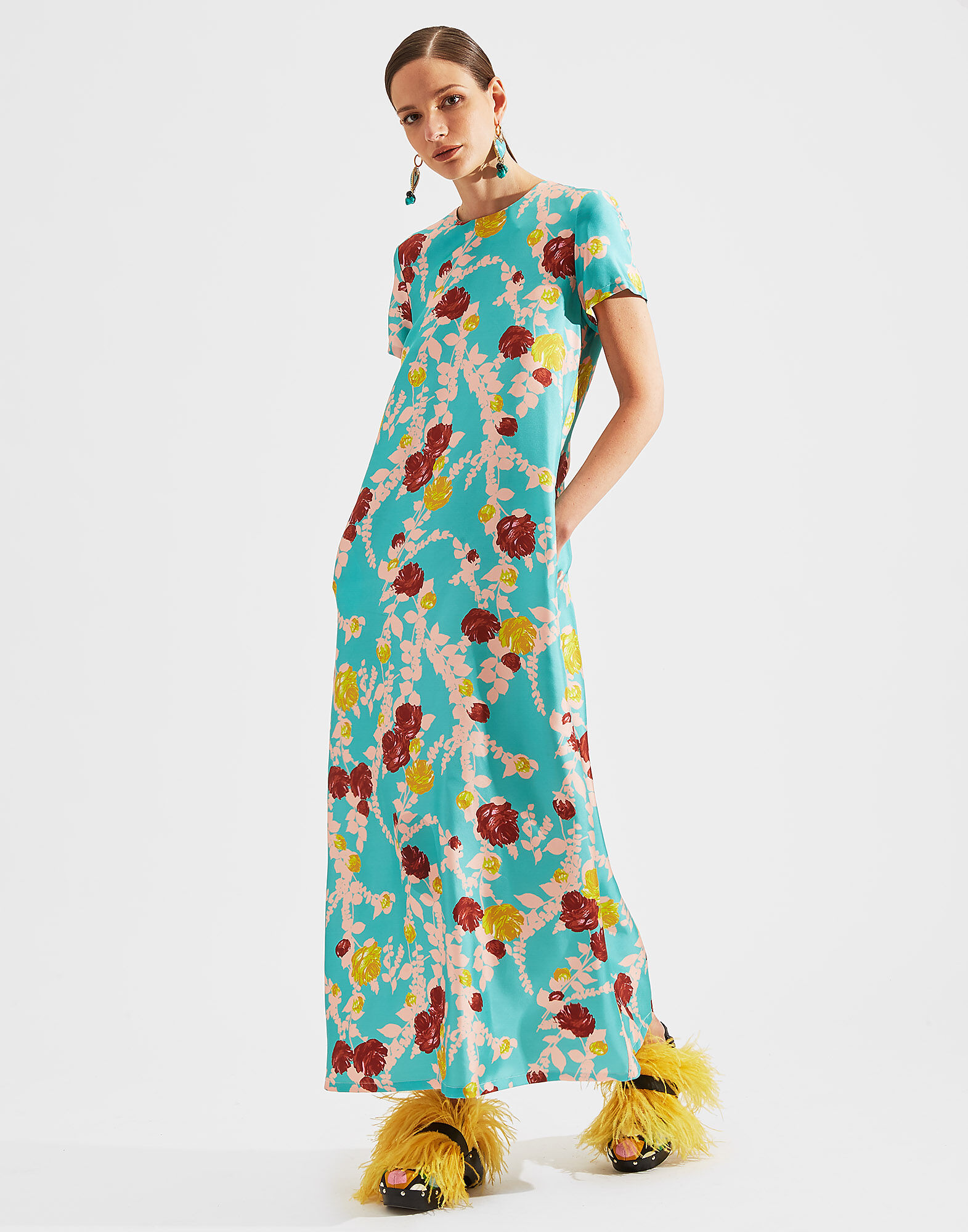 LaDoubleJ Swing Dress Winter Rose Turchese DRE0001SIL001WTR0002