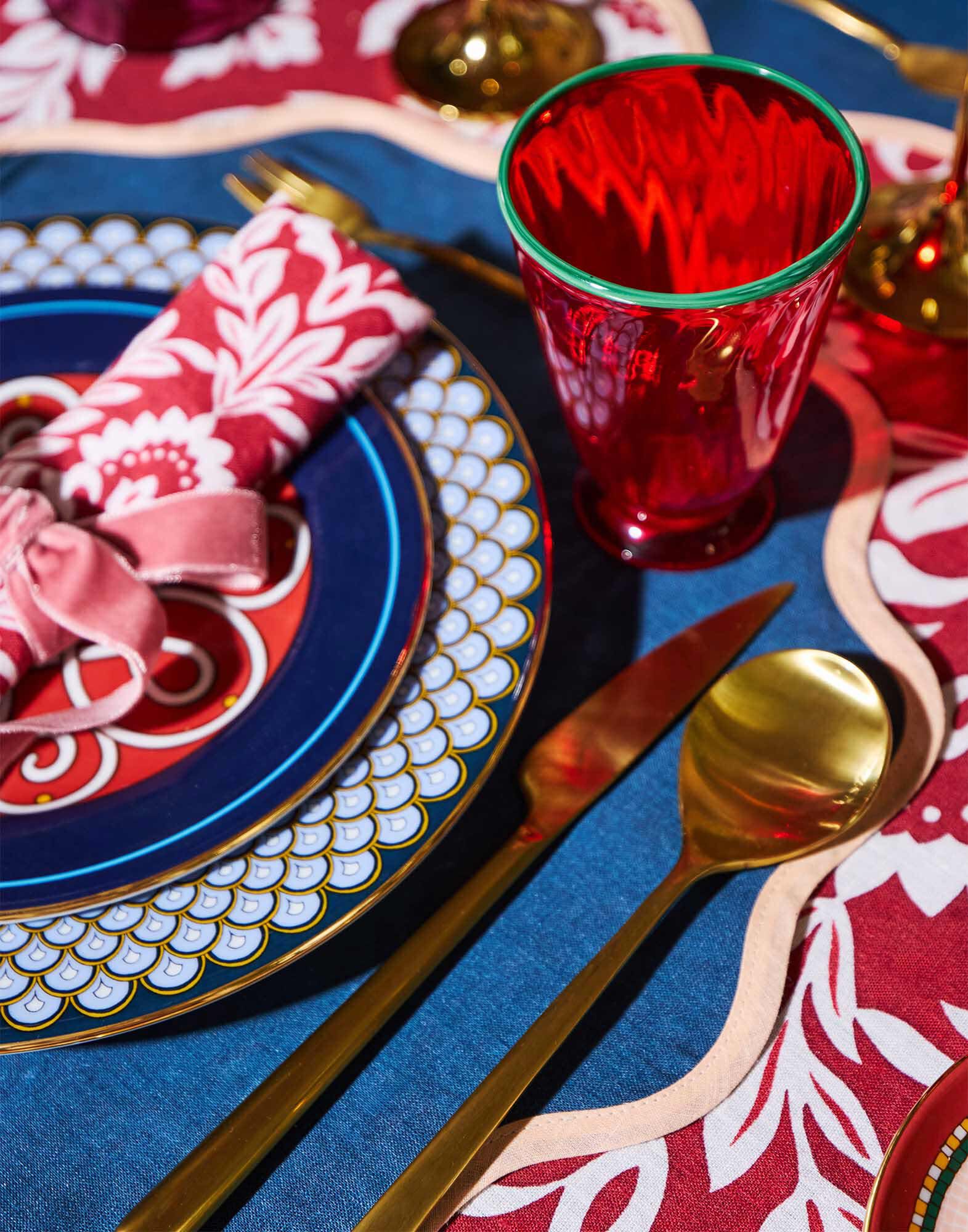 La DoubleJ Cloud Placemat Set Of 2 Rainbow Navy TBM0003LIN006RAI0031