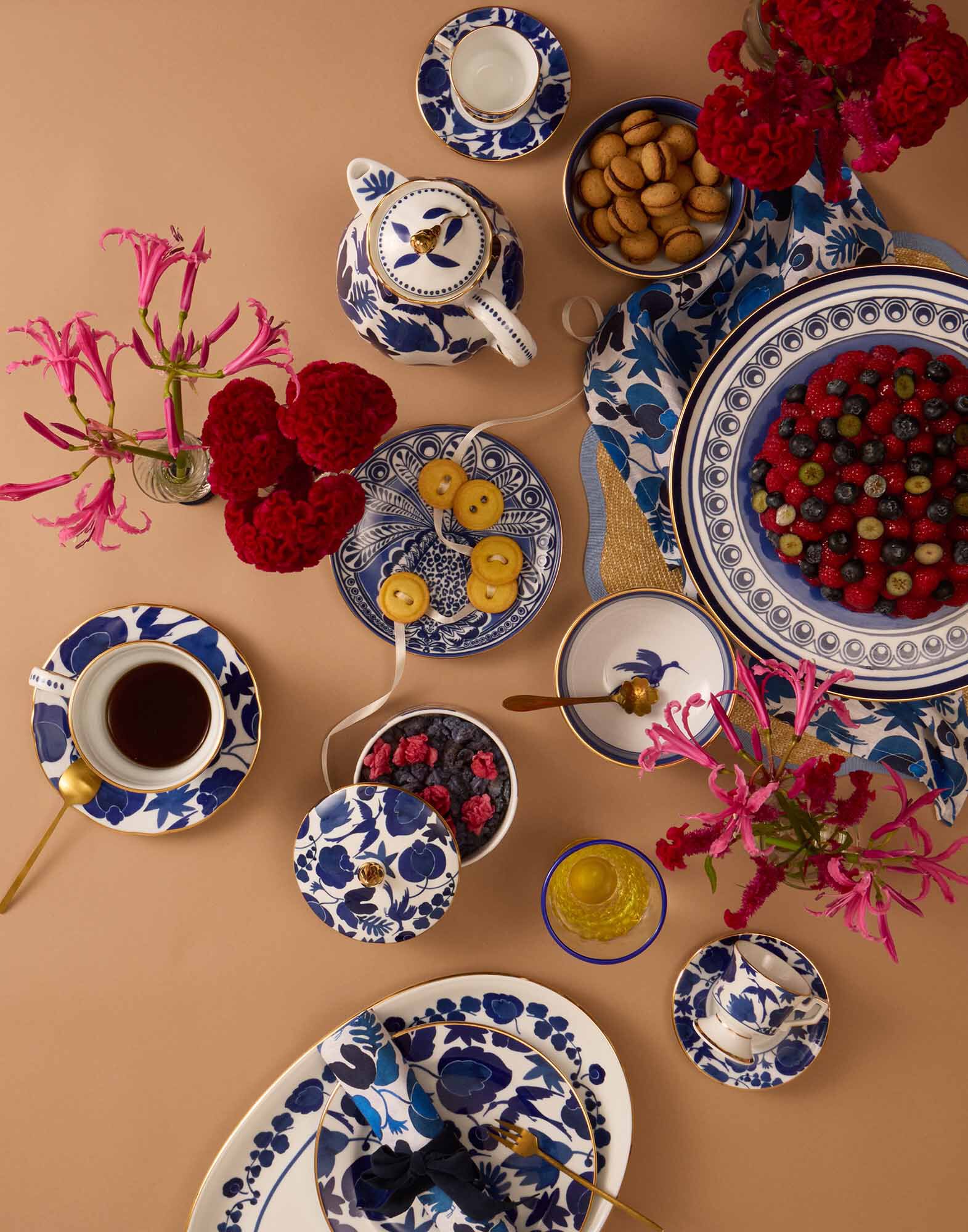 La DoubleJ Snack Bowl Set Of 2 Wildbird Blue BWT0004CER001BIR01BU03