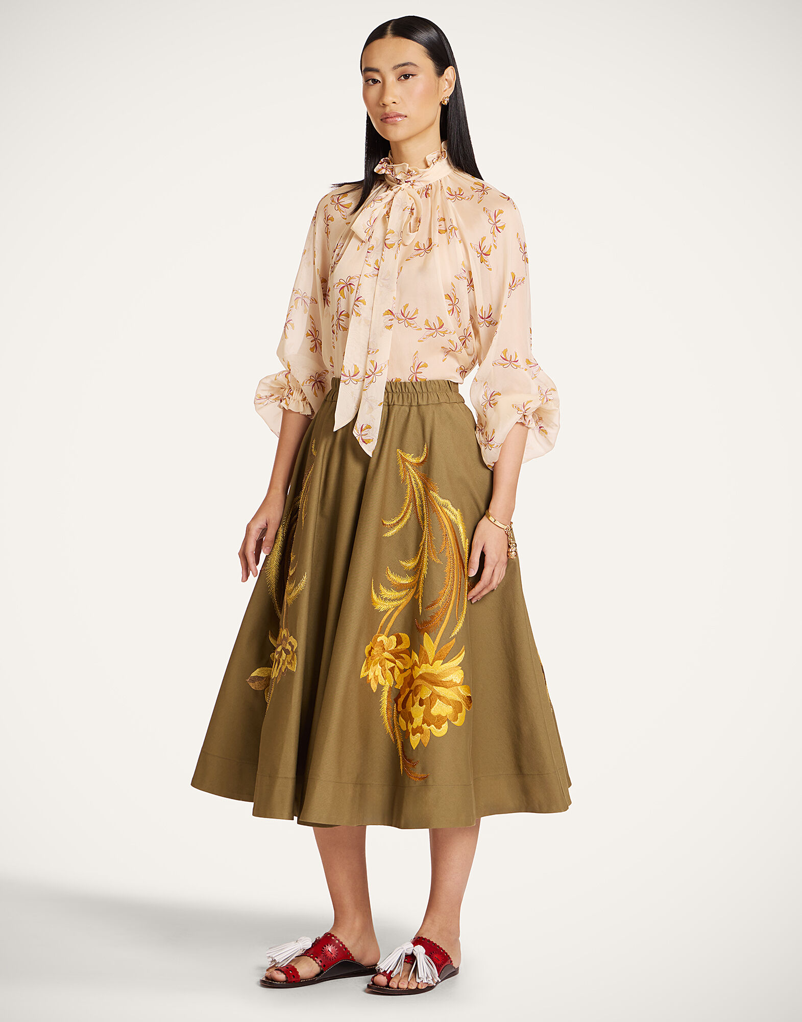 La DoubleJ Cerere Blouse Farfalla Buttercream SHI0120SIL024FAR08WH09