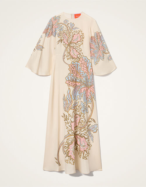 La DoubleJ Long Sorella Dress Swathe Plac&eacute;e Ivory DRE0923SIL026SWA03WH04