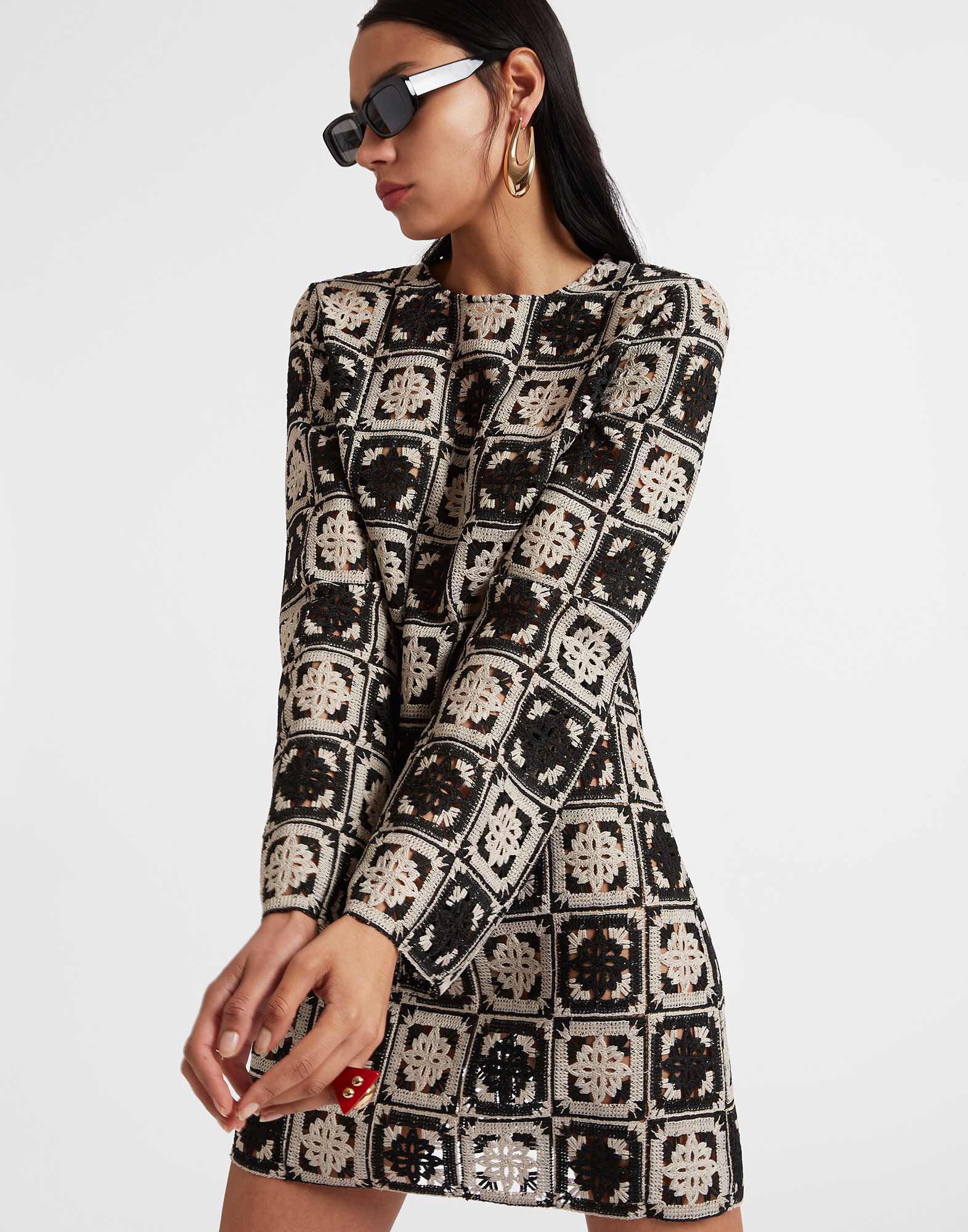 La DoubleJ Mini Supreme Swing Dress Mini Tiles Black DRE0652JCQ077MIT01BL01