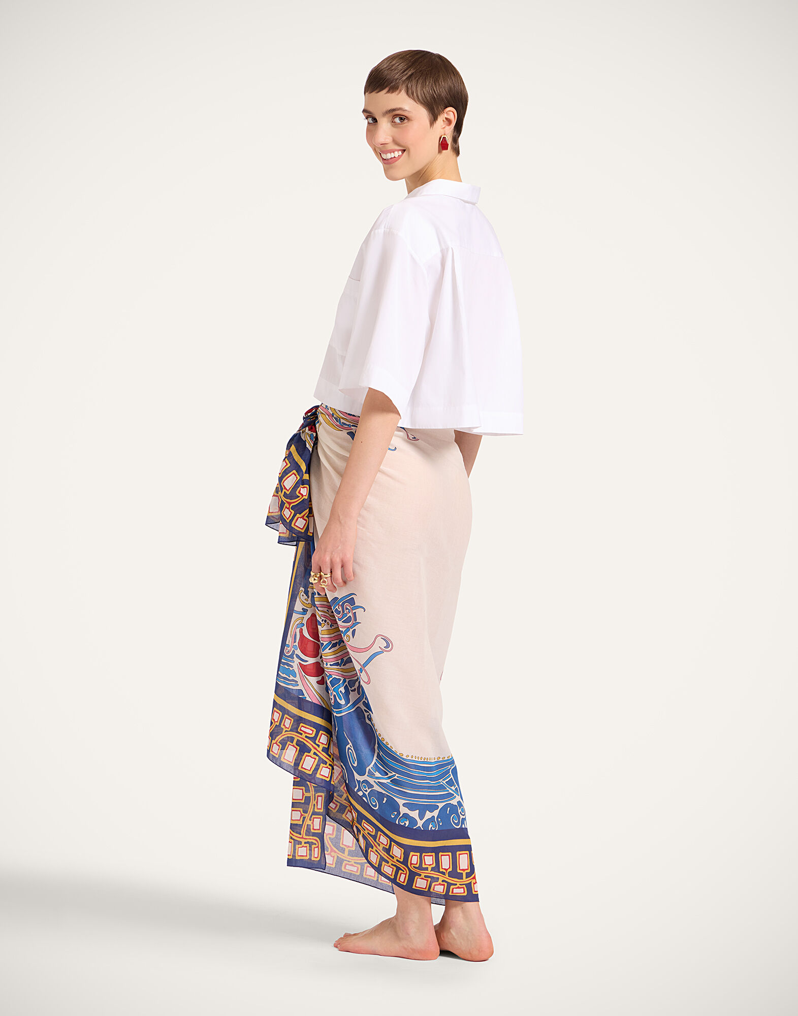 La DoubleJ Pareo Lemuria Plac&eacute;e Blue SCA0051COT021LEM02BU03