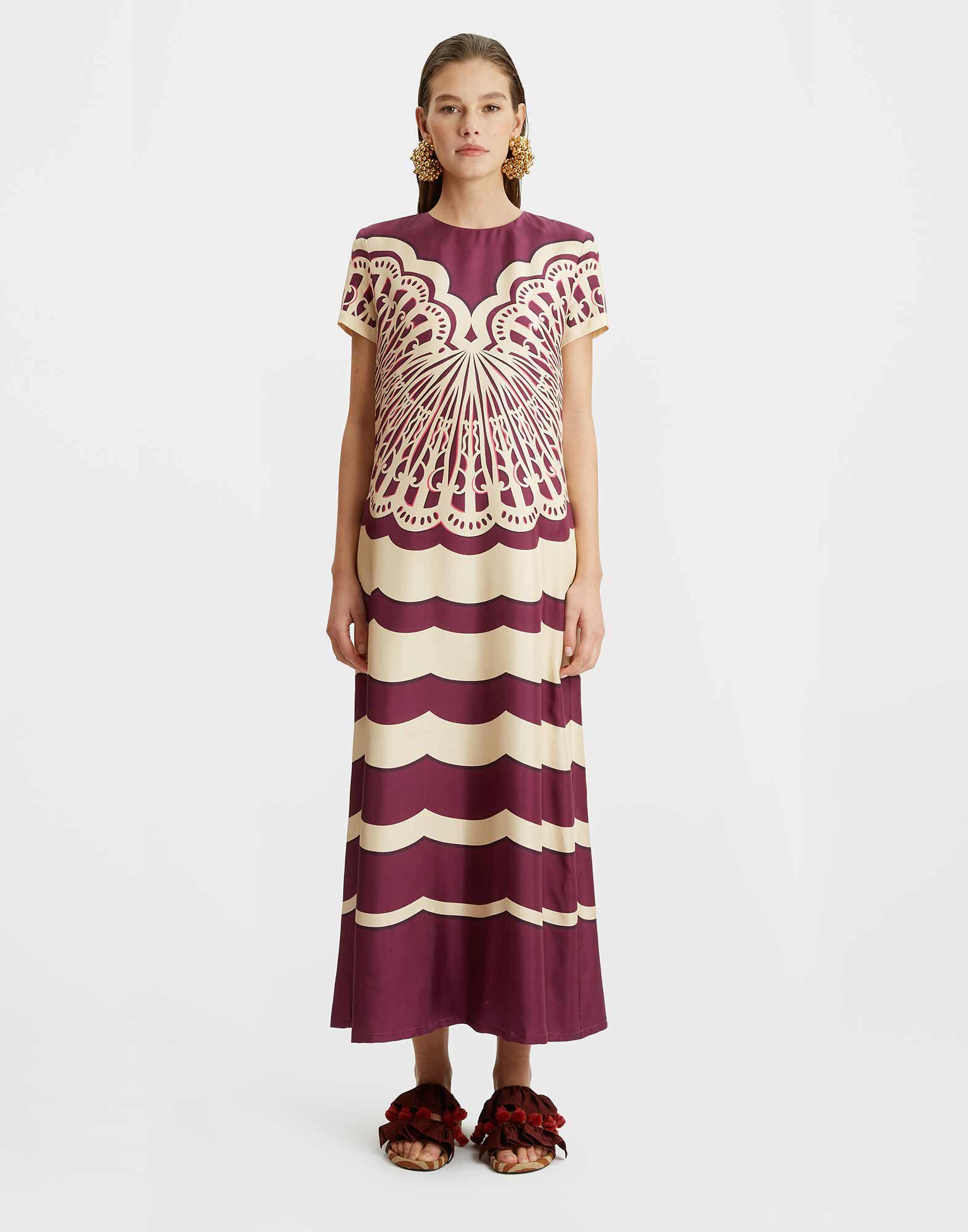 La DoubleJ Swing Dress Fans Plac&eacute;e Purple DRE0128SIL006FAN03PU01