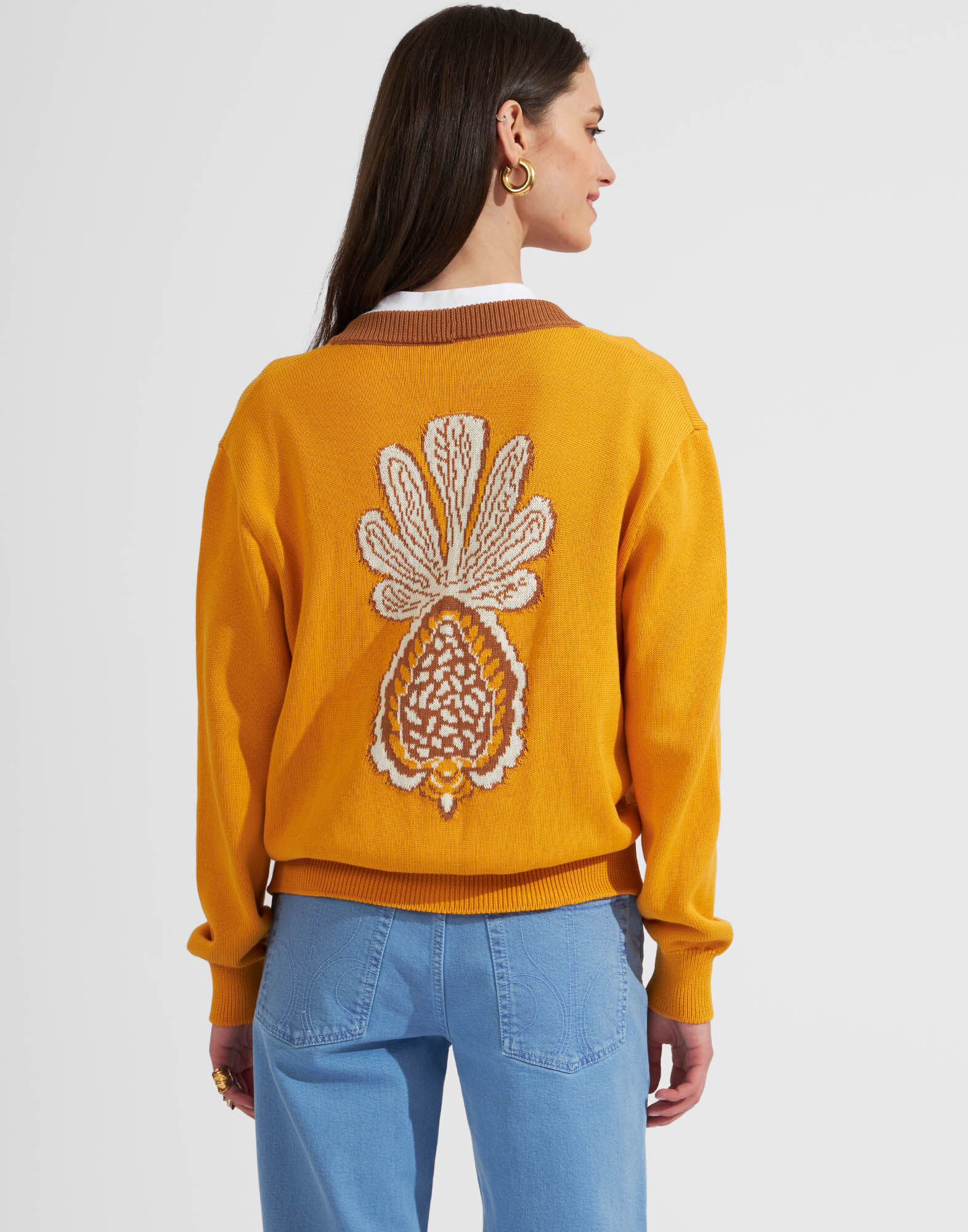 La DoubleJ Pineapple Cardigan Avorio PUL0157KNI087VA178WH04