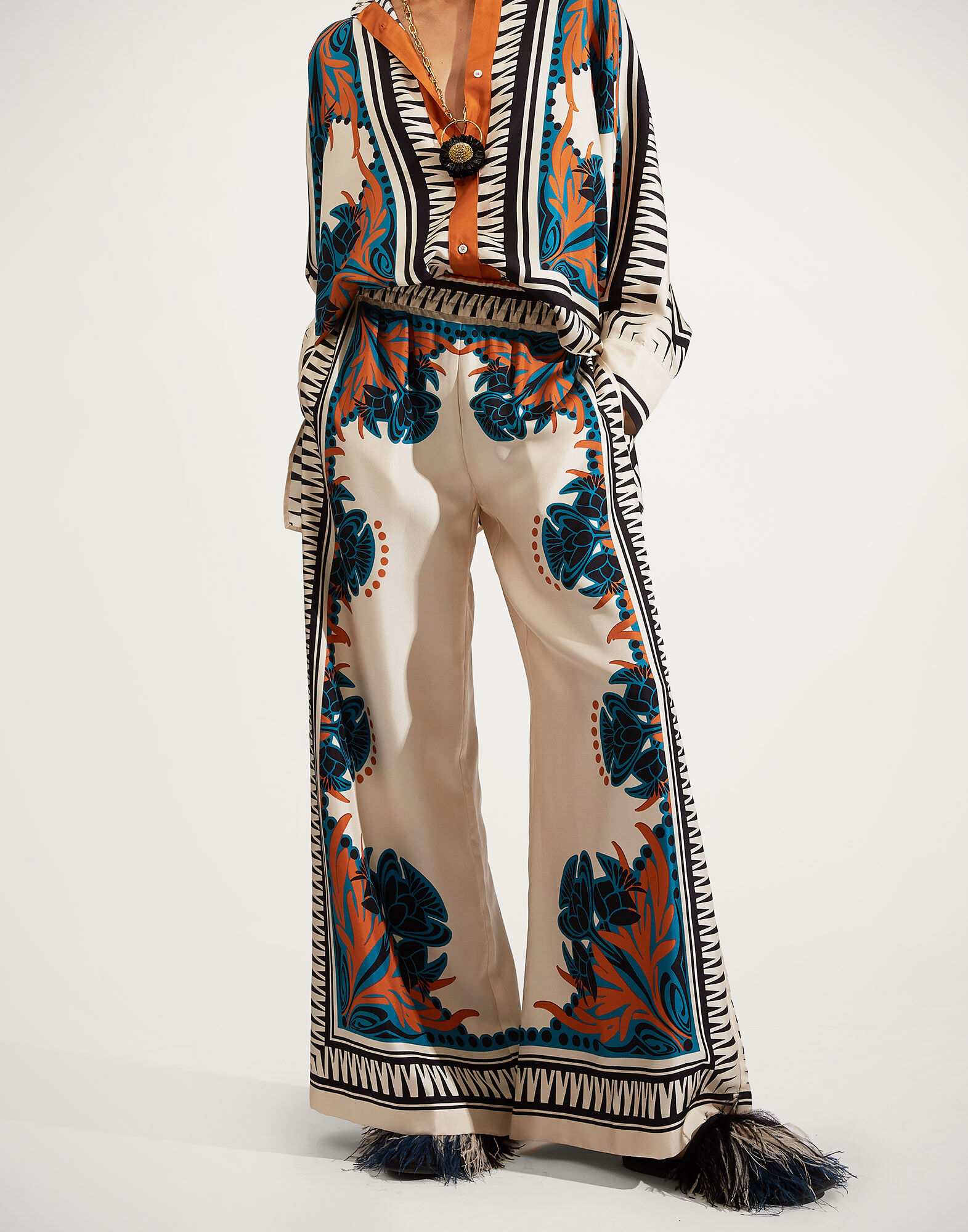 La DoubleJ Palazzo Pants Florence Plac&eacute;e TRO0026SIL006FLO0002