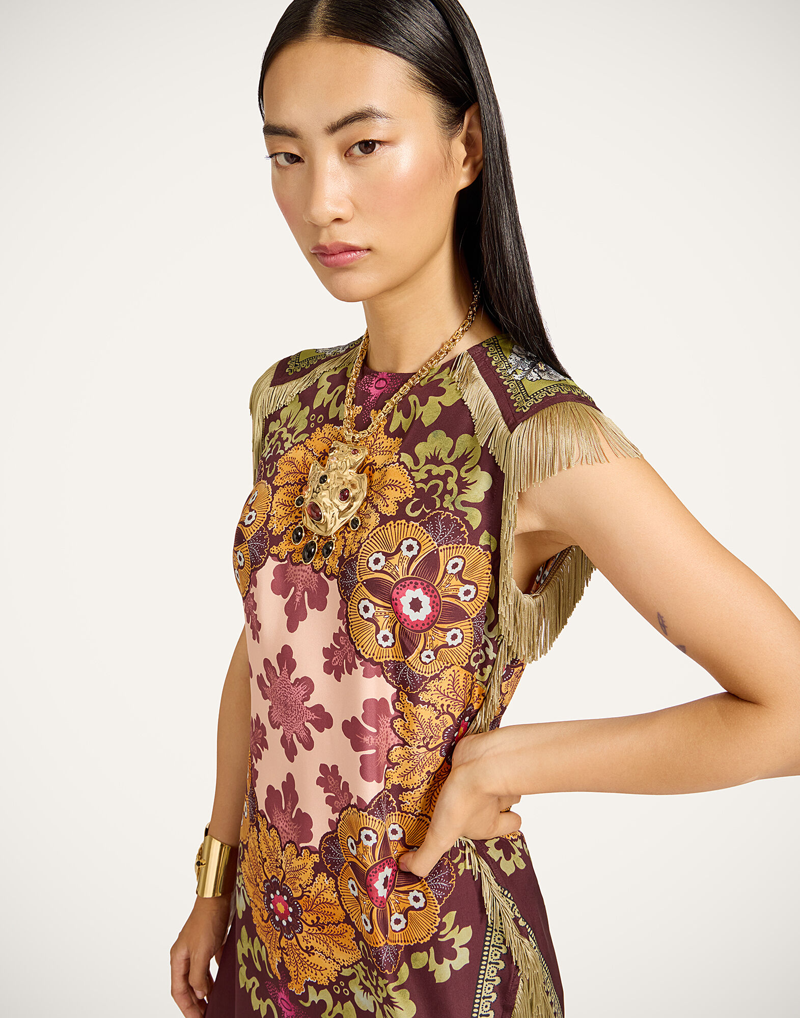 La DoubleJ Scarf Dress Bounty Plac&eacute;e Burgundy DRE0964SIL009BOU01RE07