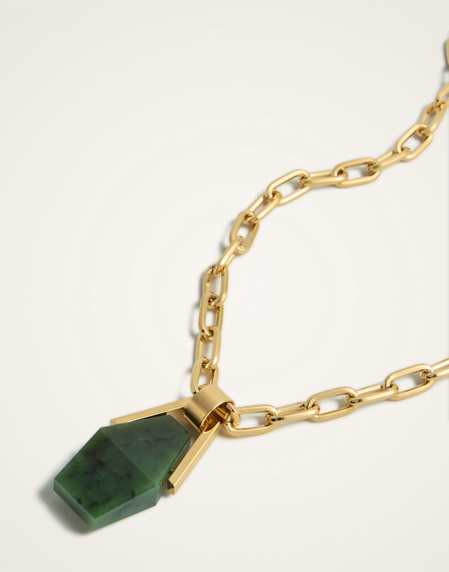 La DoubleJ Portal Necklace 24K Gold Plate & Green Jade NEC0021BRA003JAD01YE05