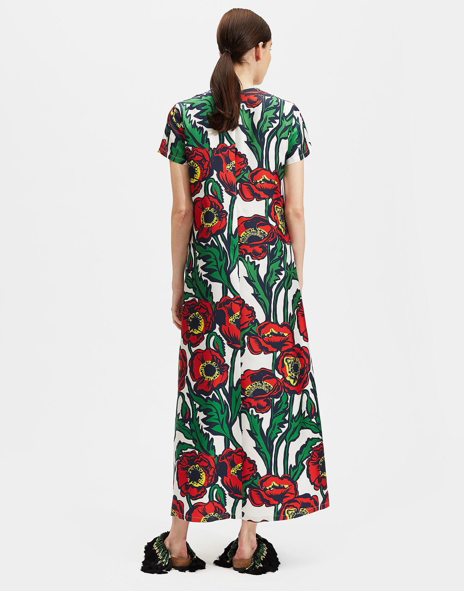 La DoubleJ Swing Dress Big Blooms Bianco DRE0001SIL001PFI0003