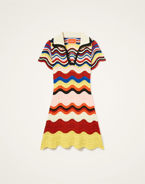 La DoubleJ Chevron Mini Dress Multicolor Pink & Red DRE0915KNI158VA365PI01