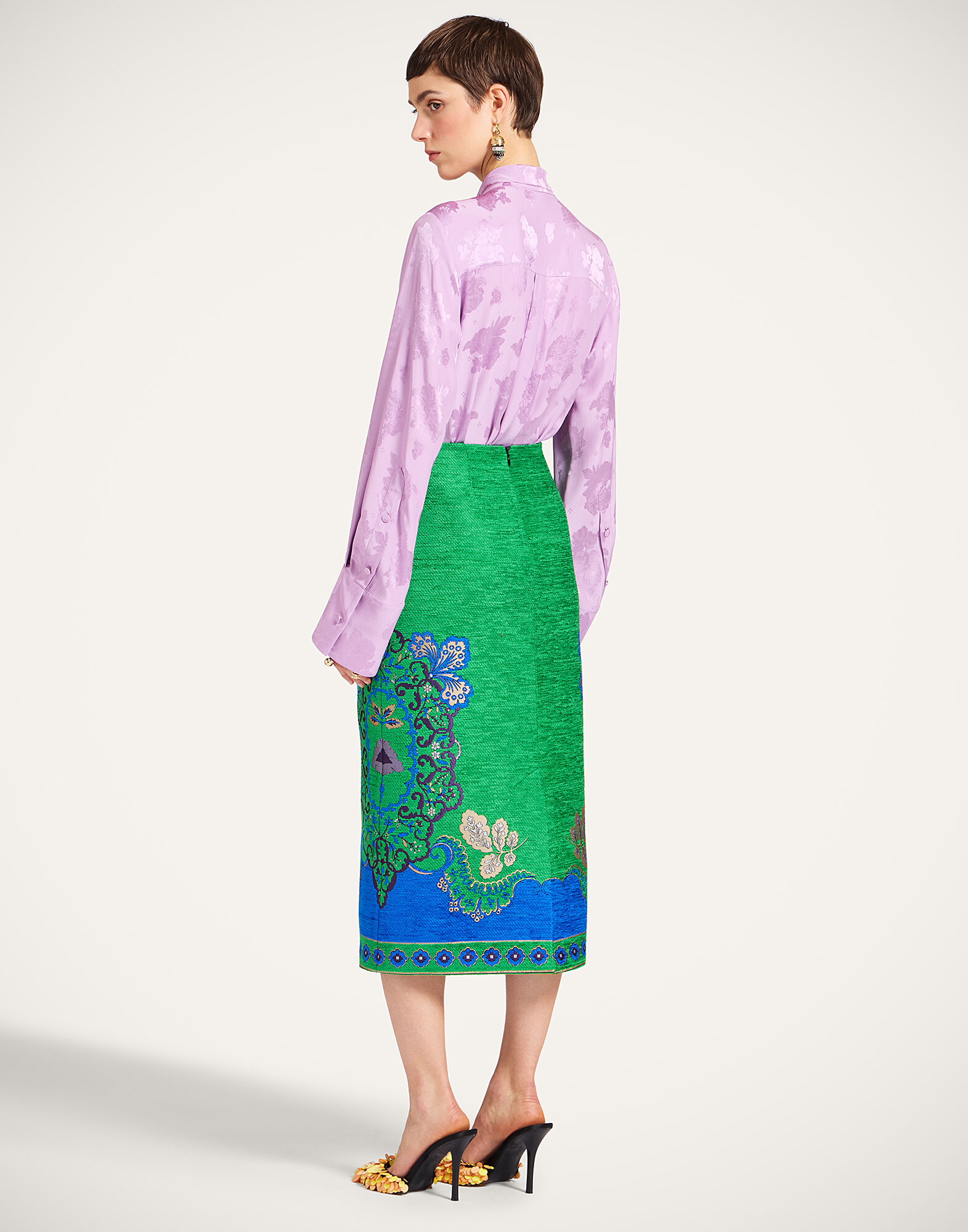 La DoubleJ Pencil Skirt Cornucopia Plac&eacute;e Green SKI0011JCQ130CRN02GR02