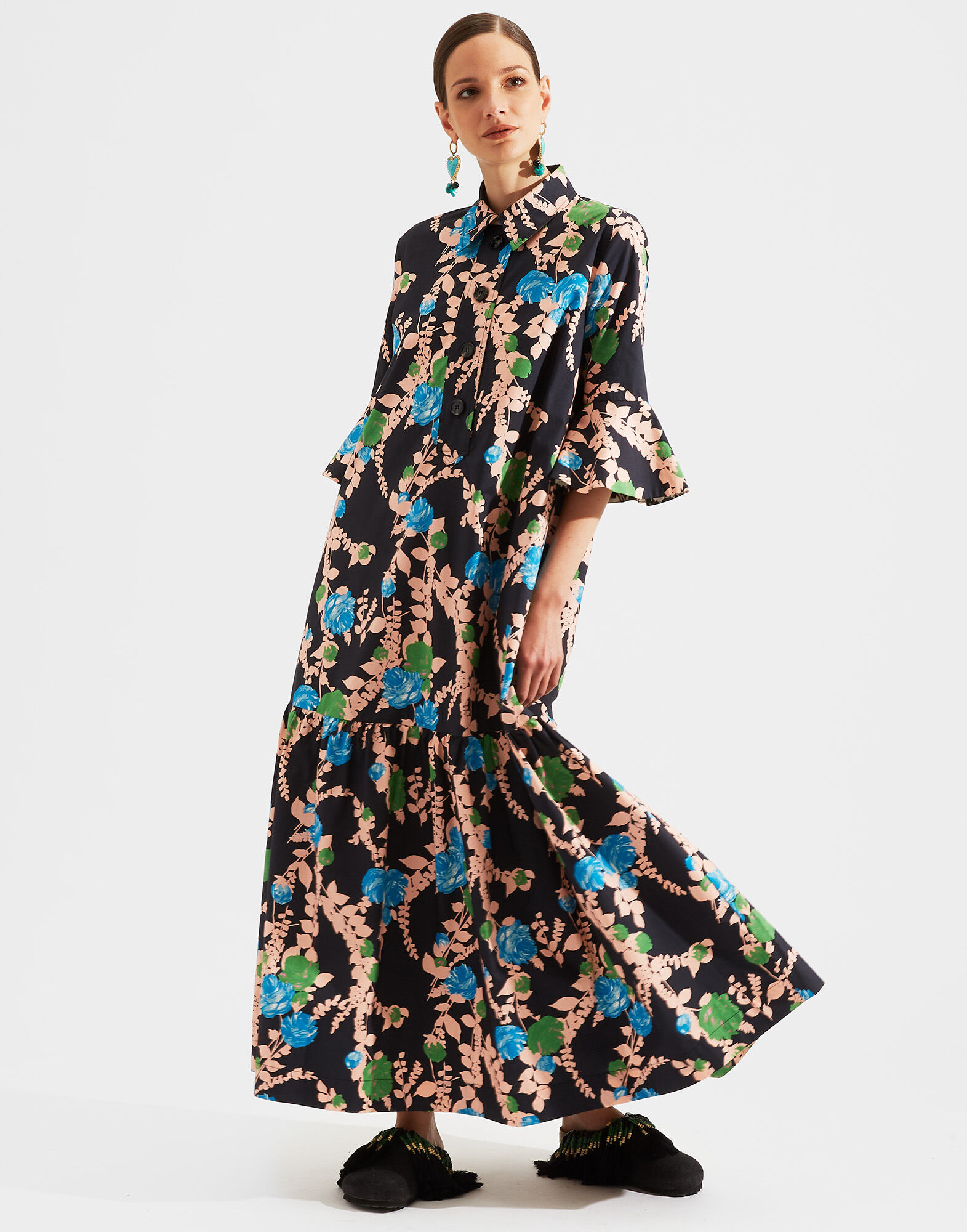 LaDoubleJ Artemis Dress Winter Rose Nero DRE0176COT001WTR0003