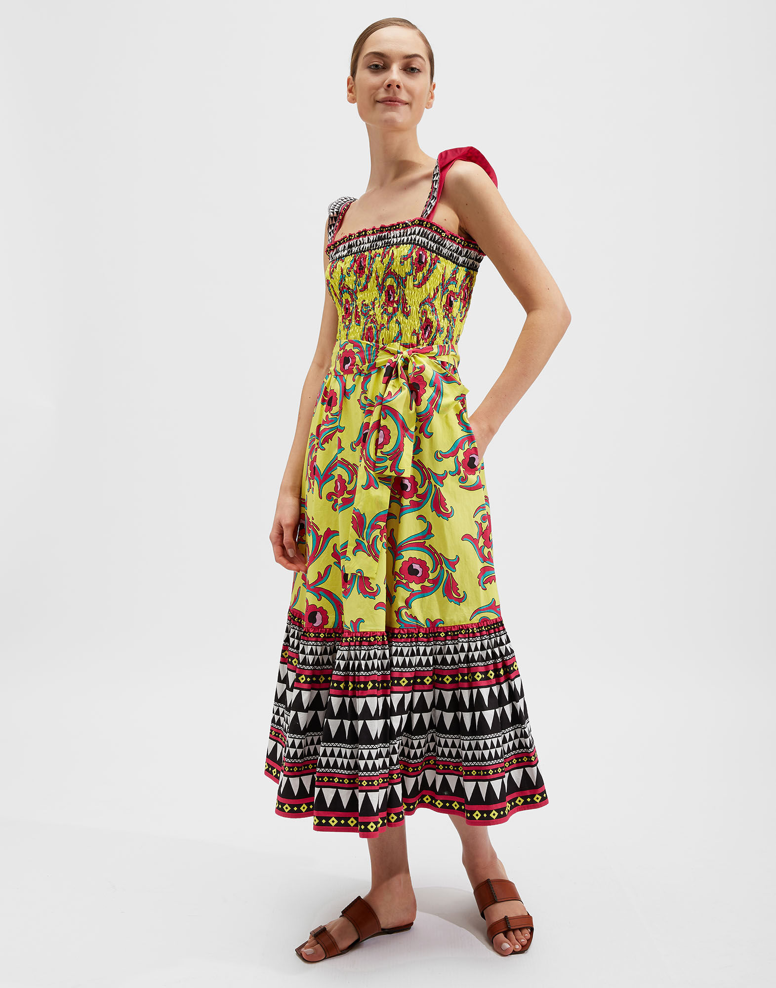 LaDoubleJ Smock Dress Cartwheel Giallo DRE0262COT015CRW0004