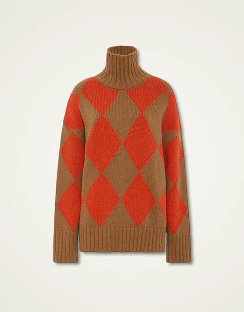 La DoubleJ Argyle Sweater Camel/Orange PUL0091KNI064VAR0123