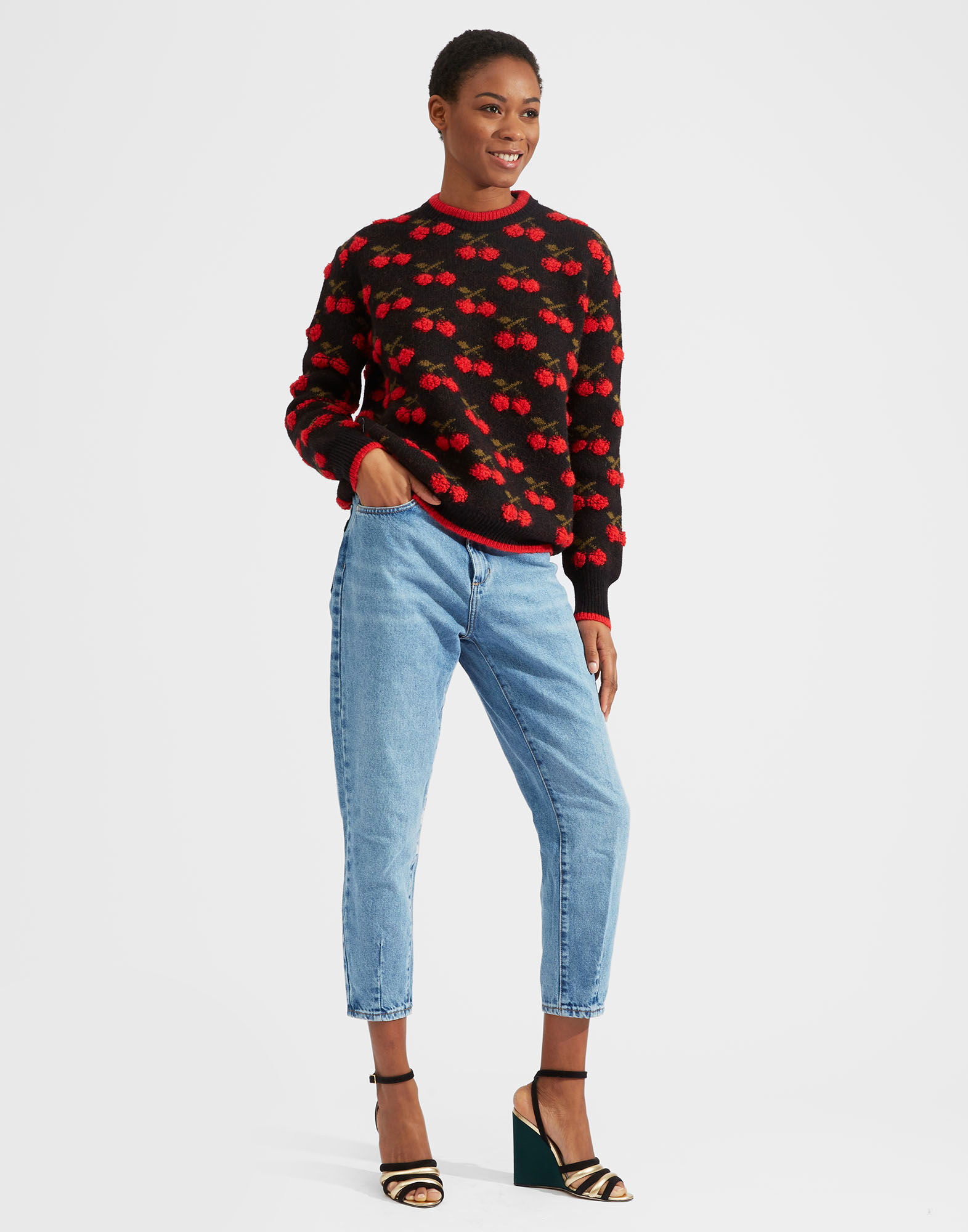 Cherry Sweater in Black / Red for Women