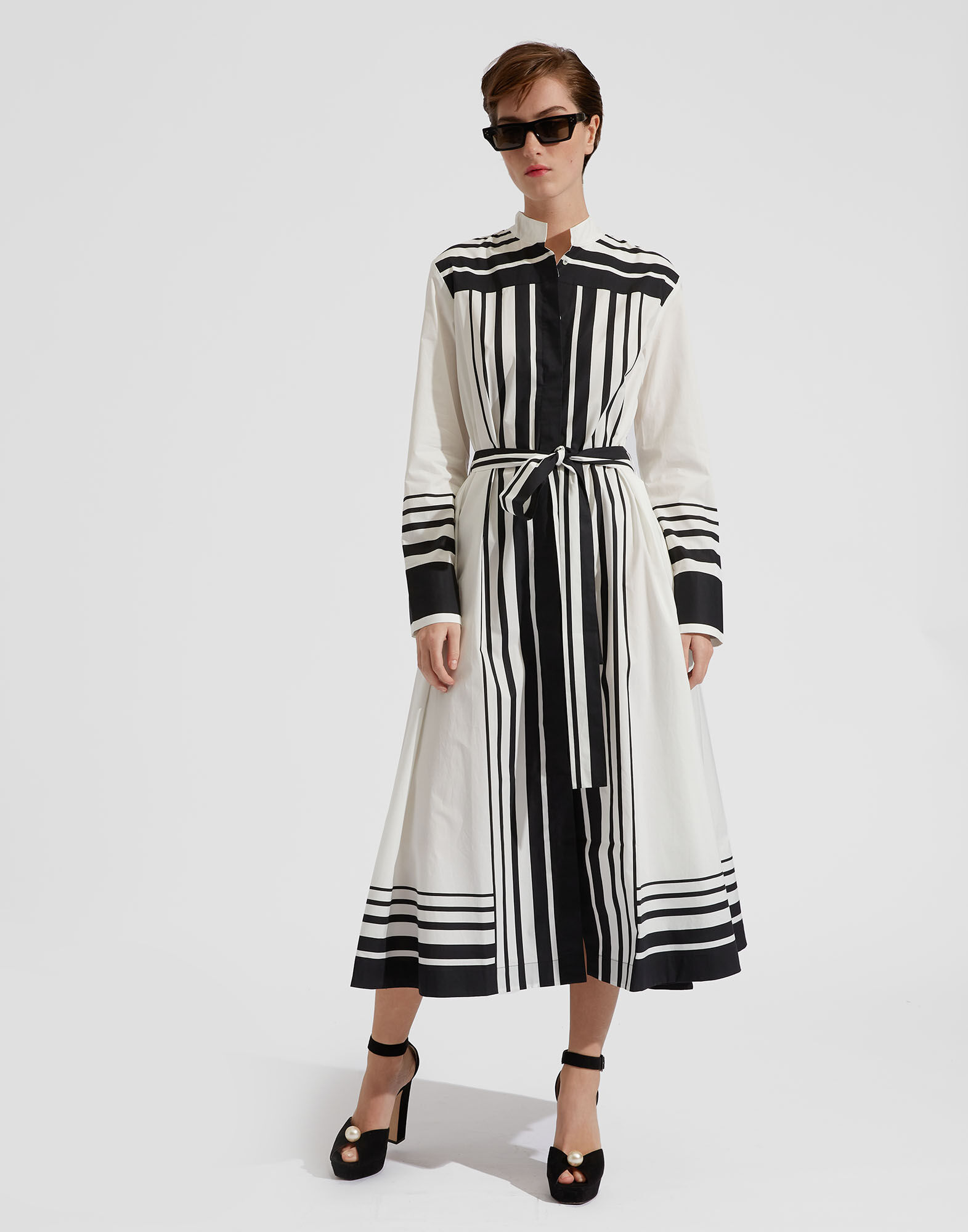 La DoubleJ Sundowner Dress Handmade Dots B&W Plac&eacute;e DRE0459COT015HAD0003