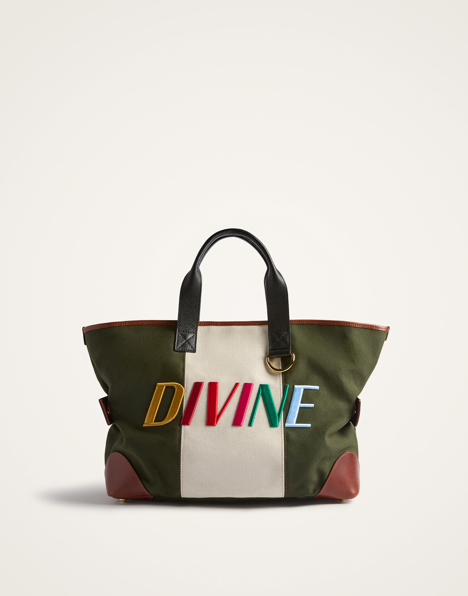 La DoubleJ Divine Tote Bag Solid Dark Green BAG0091COT079SOLIDGR03