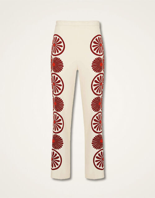 La DoubleJ Stretch Pants Medallion Plac&eacute;e Cream TRO0054VIS011MED01WH03